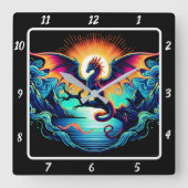 Horloge Carrée Eternal Neon Dragon Spirit (Recto)