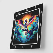Horloge Carrée Eternal Neon Dragon Spirit (Angle)