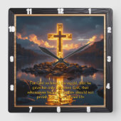 Horloge Carrée Eternal Promise The Cross Water Shore John 3:16  (Recto)