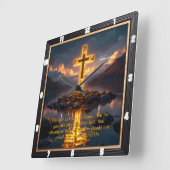 Horloge Carrée Eternal Promise The Cross Water Shore John 3:16  (Angle)