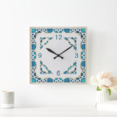 Horloge Carrée Ethnic blue (Maison)