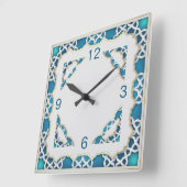 Horloge Carrée Ethnic blue (Angle)