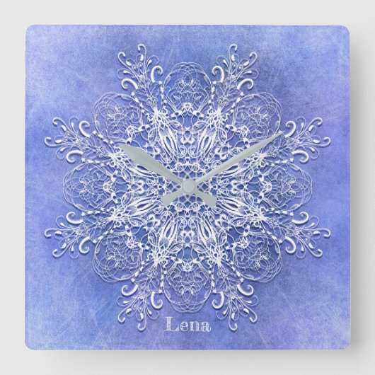 Horloge Carrée Ethnic floral mandala. (Recto)