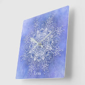 Horloge Carrée Ethnic floral mandala. (Angle)