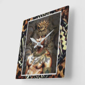 Horloge Carrée Ethnique (Angle)