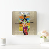 Horloge Carrée Ethnique (Maison)