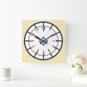 Horloge Carrée Étiquette numérique du drapeau de nid nautique (Maison)