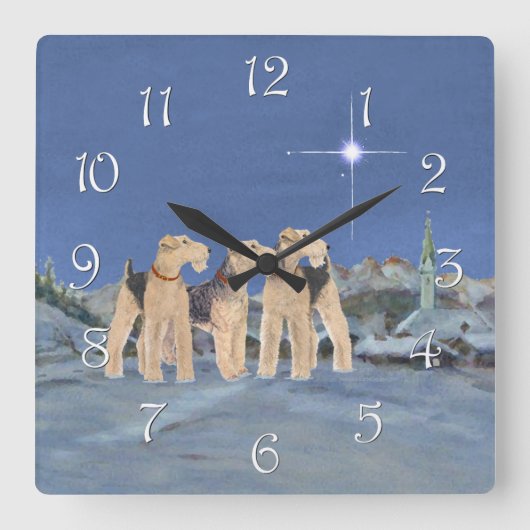 Horloge Carrée Étoile de Noël (Recto)
