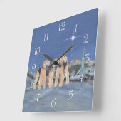 Horloge Carrée Étoile de Noël (Angle)