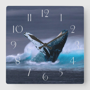 Horloge Carrée Etonnante baleine à bosse