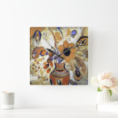 Horloge Carrée Etruscan vase with Flowers, Redon (Maison)