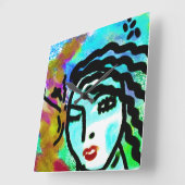 Horloge Carrée Euh Huh Art Abstrait original (Angle)