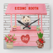 Horloge Carrée Eurasier Chien Valentine's Day Kissing Booth (Recto)