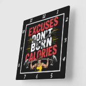 Horloge Carrée Excuses Ne pas brûler Calories Exercice (Angle)