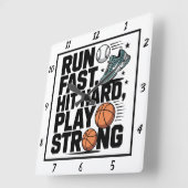 Horloge Carrée Exécuter Fast Hit Hard Play Strong (Angle)