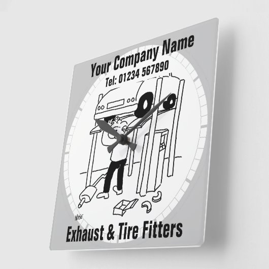 Horloge Carrée Exhaust & Tire Fitters (Angle)