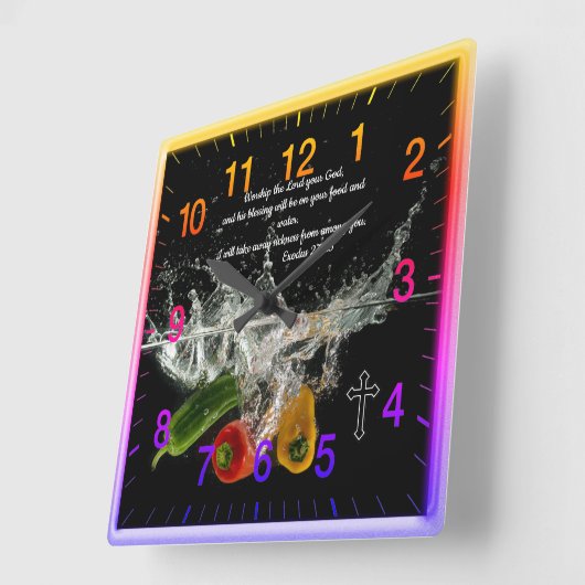 Horloge Carrée Exode 23 : Prière de la foi chrétienne (Angle)