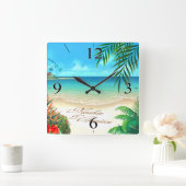 Horloge Carrée Exotic Beach DEMANDEZ-MOI DE TIRER VOS NOMS DANS L (Maison)