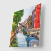 Horloge Carrée Explorez le charme vibrant de Burano (Angle)