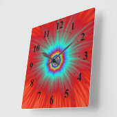 Horloge Carrée Explosion de Wall Clock Turquoise (Angle)