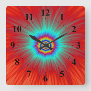 Horloge Carrée Explosion de Wall Clock Turquoise