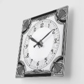 Horloge Carrée Exquise Art déco Clock Black and White Version (Angle)