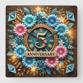 Horloge Carrée exquisite 5ème anniversaire de mariage (Recto)