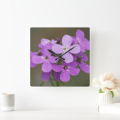 Horloge Carrée F19 Fleurs sauvages violettes Dames Rocket (Maison)