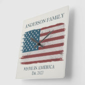 Horloge Carrée Fabriqué en Amérique Signature (Angle)