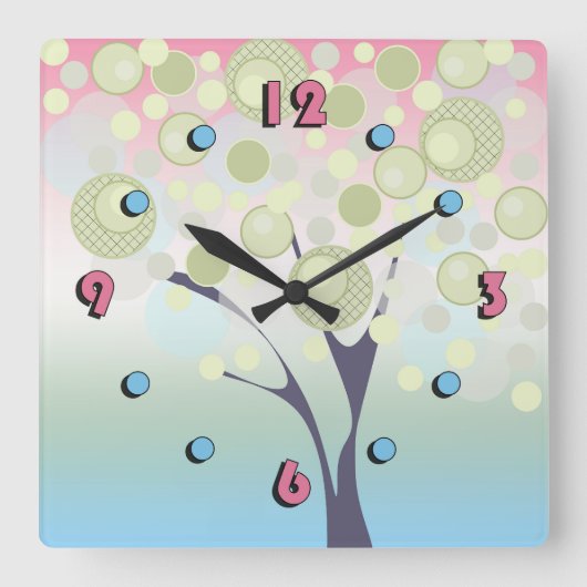 Horloge Carrée Fabuleux, bois, (Recto)