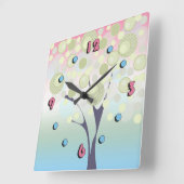 Horloge Carrée Fabuleux, bois, (Angle)