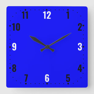 Horloge Carrée Face Bleue Lumineuse Avec Nombres - Sans Cadre