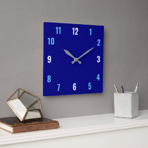 Horloge Carrée Face Bleue Marine Avec Nombres - Sans Cadre