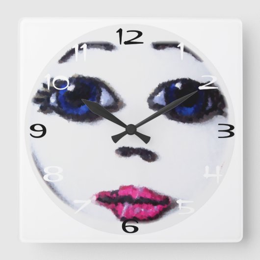 Horloge Carrée Face de poupée (Recto)