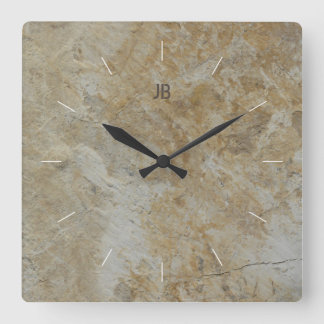 Horloge Carrée FACE DE ROCHE | image de pierre texturée naturelle