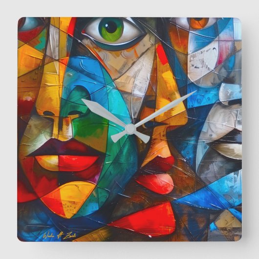 Horloge Carrée Faces we know (Recto)