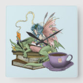 Horloge Carrée Fairy Dragon Books Tea Friendship (Recto)