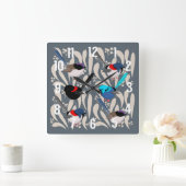Horloge Carrée Fairy Wrens (Maison)
