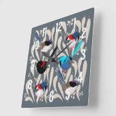 Horloge Carrée Fairy Wrens (Angle)