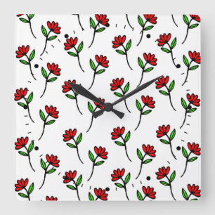 Horloge Carrée Faisées rouges