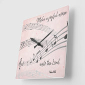 Horloge Carrée Faites un joyeux bruit Bible Verse (Angle)