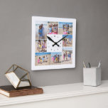 Horloge Carrée Faites votre propre collection de 8 photos personn<br><div class="desc">Make Your Own 8 Photo Collage Personnalisé carré horloge murale de Ricaso - cette photo L'horloge personnalisée est facile à customiser .. facile à ajouter des photos - Envoyer comme un unique créé par vous personnalisé cadeau de pièce temps ou de le créer pour vous-même - un merveilleux morceau de...</div>