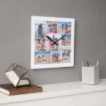 Horloge Carrée Faites votre propre collection de photos de 9 pers<br><div class="desc">Make Your Own 9 Photo Collage Personnalisé carré horloge murale de Ricaso - cette photo L'horloge personnalisée est facile à customiser .. facile à ajouter des photos - Envoyer comme un unique créé par vous personnalisé cadeau de pièce temps ou de le créer pour vous-même - un merveilleux morceau de...</div>