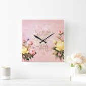 Horloge Carrée Faith Hope et Love Roses (Maison)
