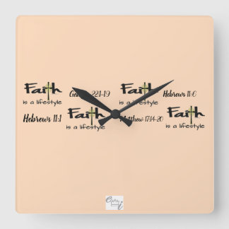 Horloge Carrée "Faith is a Lifestyle" Wall Clock