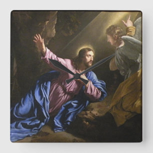 Horloge Carrée Faith Love Cross Prière Christianity Peace Destiné