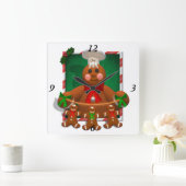 Horloge Carrée Famille de pain d'épices : Funny Baker (Maison)