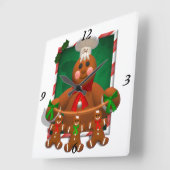 Horloge Carrée Famille de pain d'épices : Funny Baker (Angle)