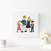 Horloge Carrée Famille ridiculement heureuse (Maison)