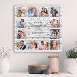 Horloge Carrée Famille Tout Citer Photo Collage Blanc<br><div class="desc">Créez facilement votre propre horloge murale personnalisée en planches blanches avec vos photos personnalisées. Le design comporte également une belle citation manuscrite : "La famille est tout". Pour obtenir de meilleurs résultats, recadrez les images vers le carré - avec le point de mire au centre - avant de les télécharger....</div>